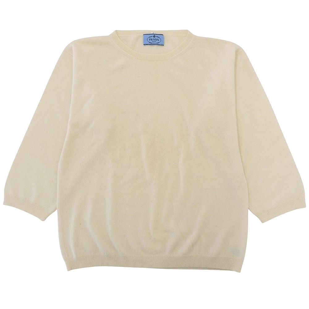 プラダ 100%カシミア 長袖 ニット トップス メンズ アイボリー 42 42