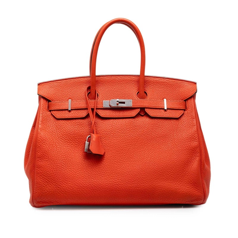 エルメス バーキン35 ハンドバッグ □P刻印 2012年 内縫い ローズテキサス レッド系 シルバー金具 トゴ レディース HERMES 中古