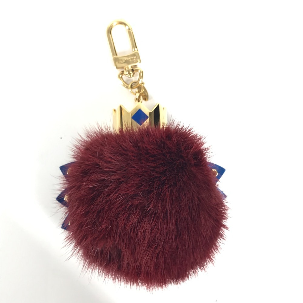 ルイヴィトン LOUIS VUITTON トーテム ファー チャーム M65144 バッグチャーム キーホルダー ファー ワインレッド