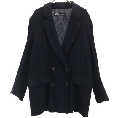 ZARA ザラ プリーツ ダブル テーラードジャケット M ブラック