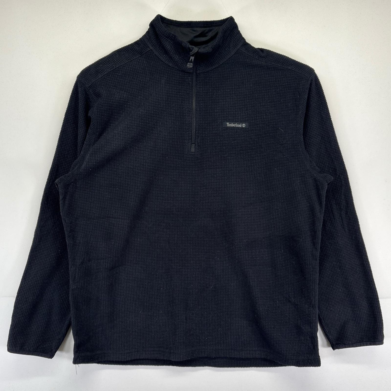 古着 ティンバーランド Timberland フリースジャケット ワッフル生地 トレーナー ハーフジップ ワーク プルオーバー XL  ブラック系 メンズ