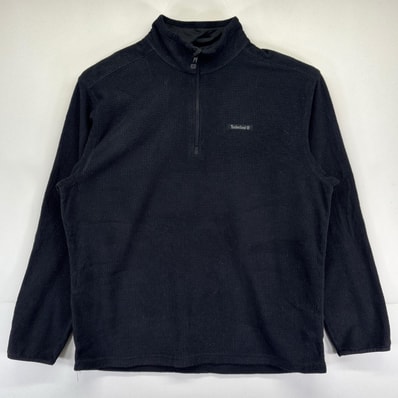 古着 ティンバーランド Timberland フリースジャケット ワッフル生地 トレーナー ハーフジップ ワーク プルオーバー XL ブラック系 メンズ