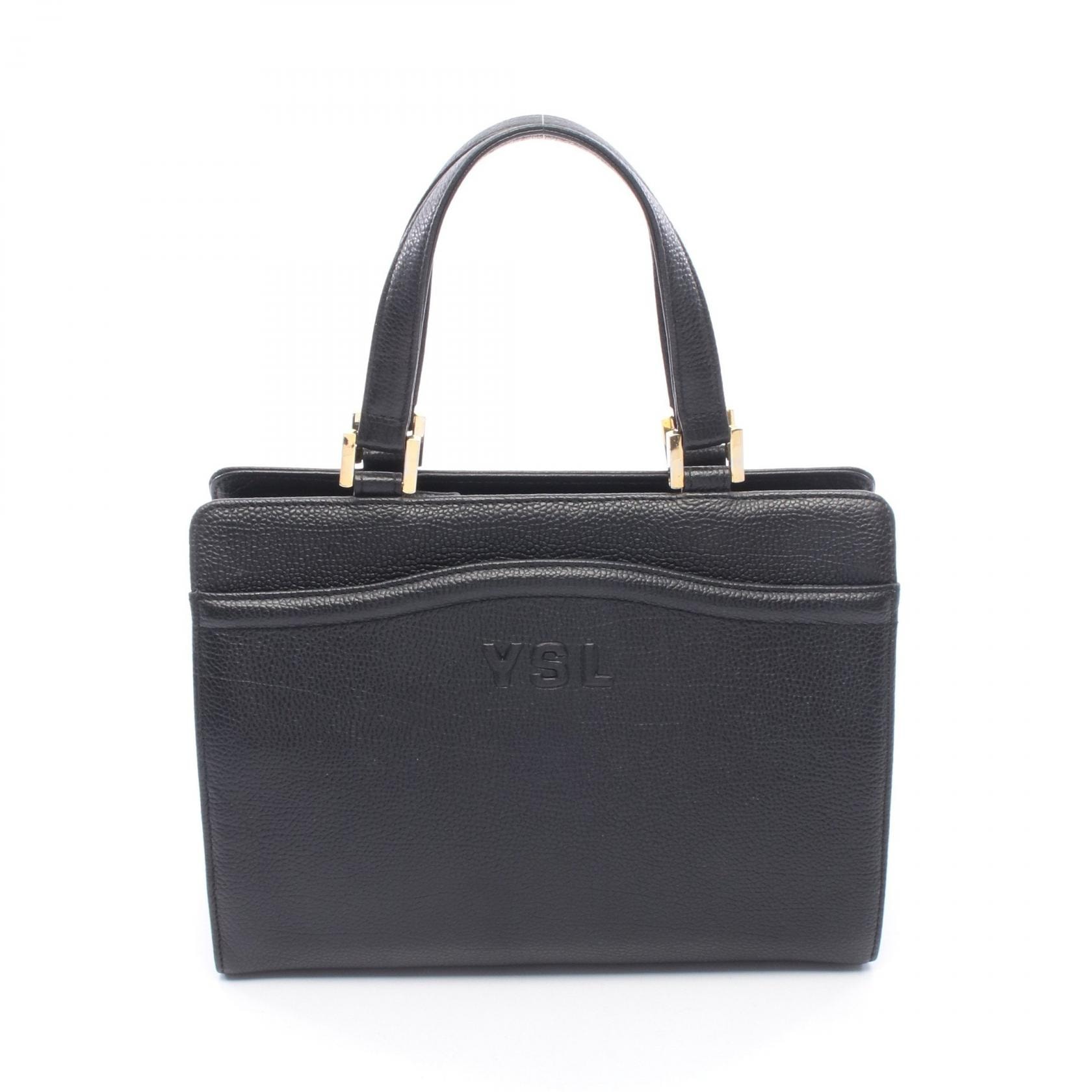 イヴ・サンローラン YVES SAINT LAURENT ハンドバッグ バッグ レザー レディース ブラック系 【中古】