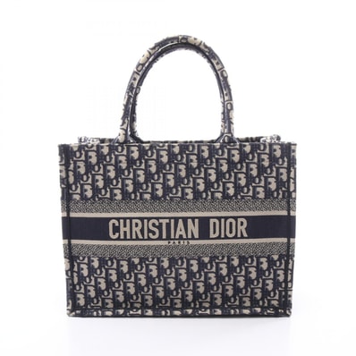 ディオール Dior BOOK TOTE ブックトート ミディアム オブリークエンブロイダリー トートバッグ バッグ キャンバス レディース ネイビー系 / ベージュ系 M1296ZRIW_M828 【中古】