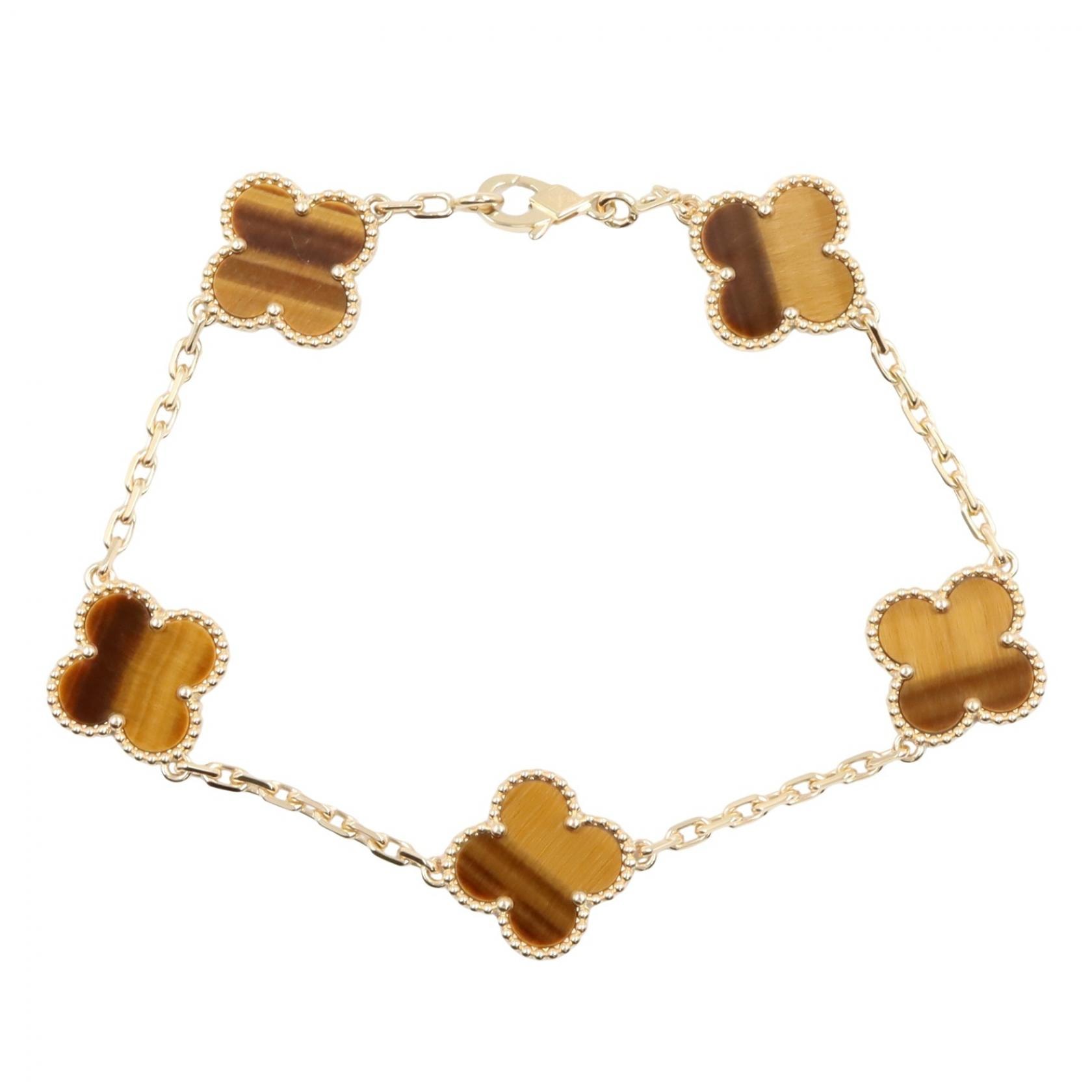 ヴァンクリーフ&アーペル Van Cleef & Arpels ヴィンテージアルハンブラ タイガーズアイ 5Pブレスレット ブレスレット アクセサリー K18(イエローゴールド) タイガーズアイ レディース ゴールド系 / ブラウン系