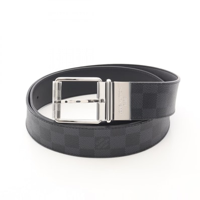 ルイ・ヴィトン LOUIS VUITTON サンチュール ダミエプリント 40MM ダミエグラフィット シルバー金具 リバーシブル ベルト 衣料品 レザー PVC メンズ ブラック系 M9156 【中古】