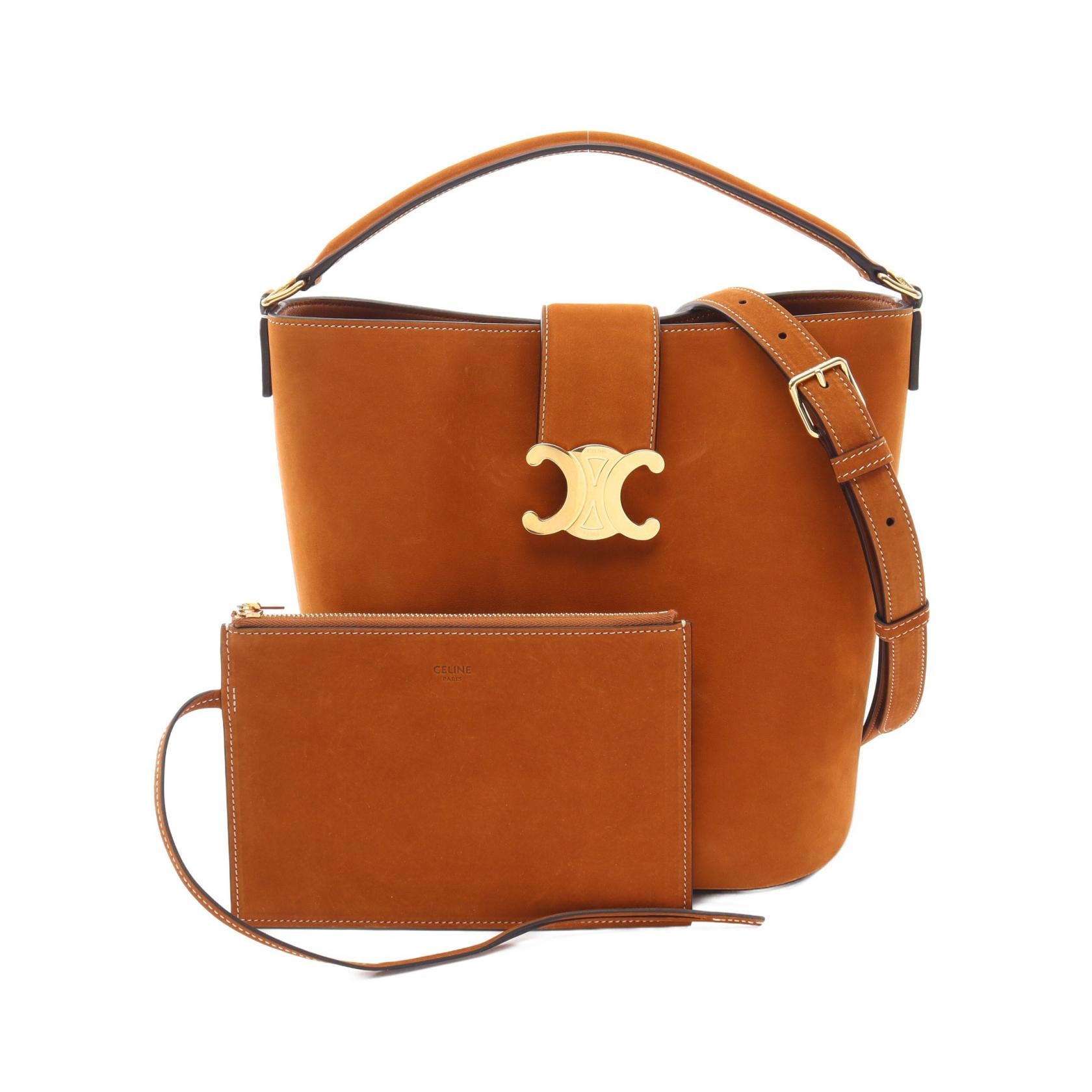 セリーヌ CELINE ミディアムバケット ルイーズ 2WAY ハンドバッグ バッグ レザー レディース ブラウン系 116613GR502CM 【新品】