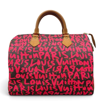 LOUIS VUITTON 希少 美品 ルイヴィトン スピーディ30 モノグラムグラフィティ ミニボストン ハンドバッグ M93704 PVC レザー AA0049 ブラウン ピンク Y2K ヴィトン LV ABランク 中古 鑑定済