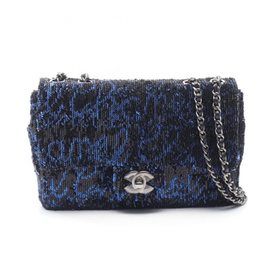 シャネル CHANEL ミニマトラッセ20 ショルダーバッグ バッグ レザー スパンコール レディース ブルー系 / ブラック系 【中古】
