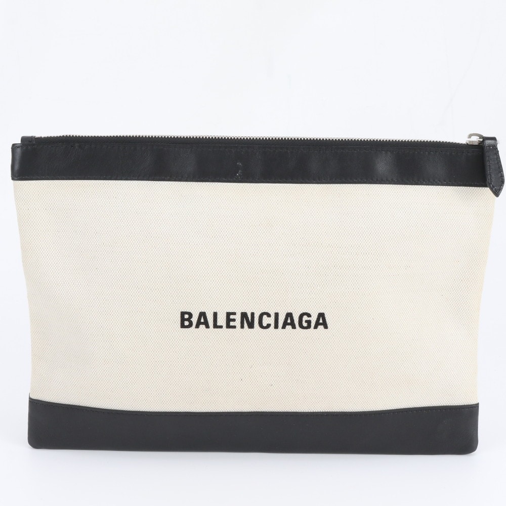 ■極美品 バレンシアガ ネイビー クリップ M 373834 セカンドバッグ