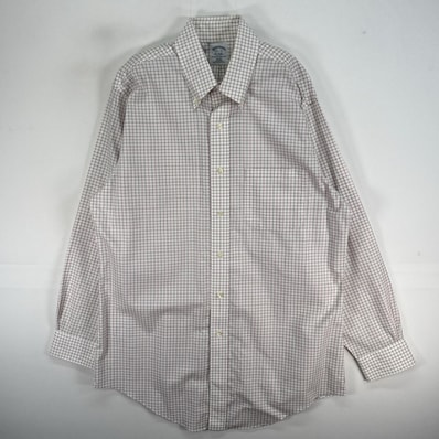 古着 ブルックスブラザーズ Brooks Brothers 長袖シャツ チェック 胸ポケ ボタンダウン M ホワイト系 マルチカラー メンズ