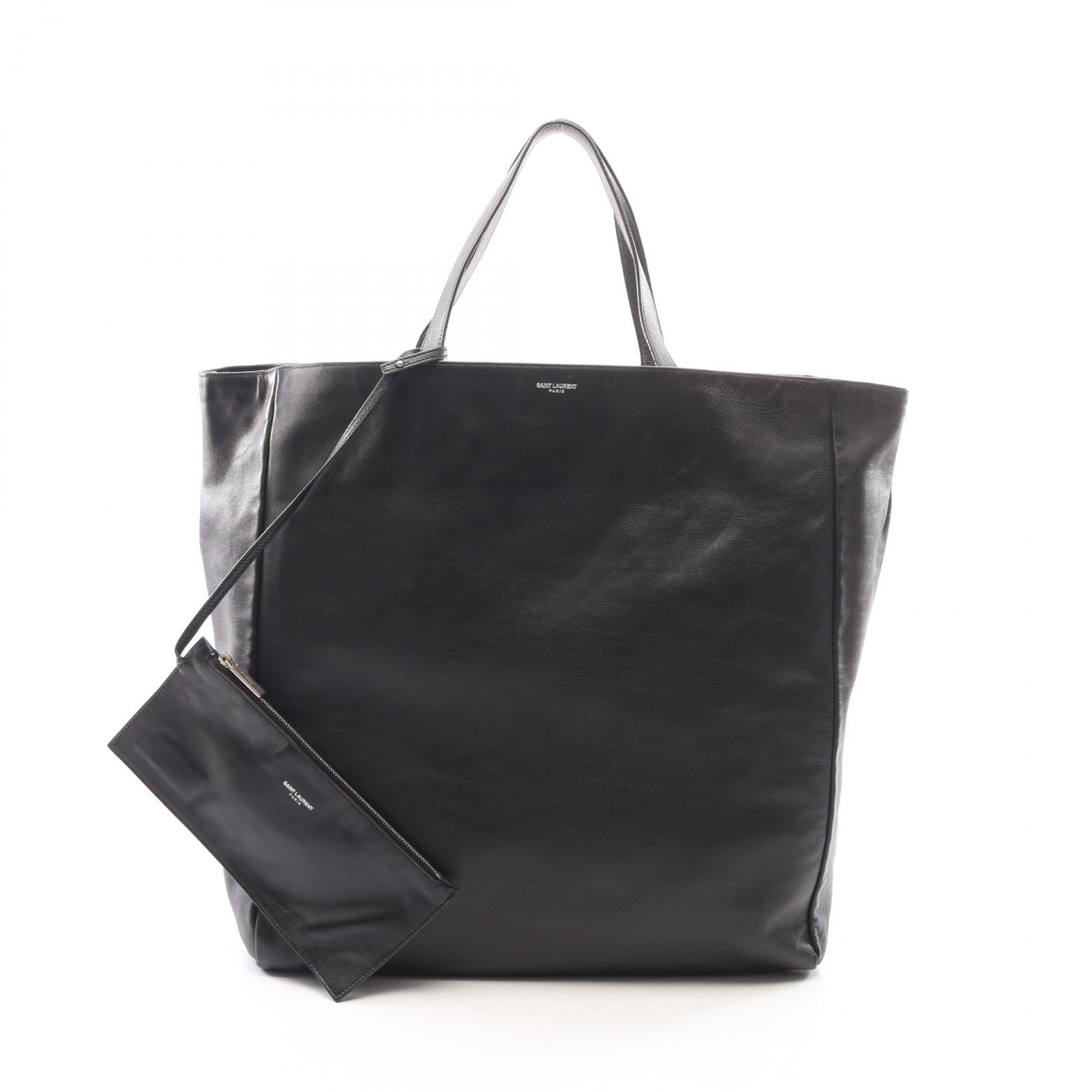 サンローランパリ SAINT LAURENT PARIS ロゴ トートバッグ バッグ レザー レディース ブラック系 【中古】