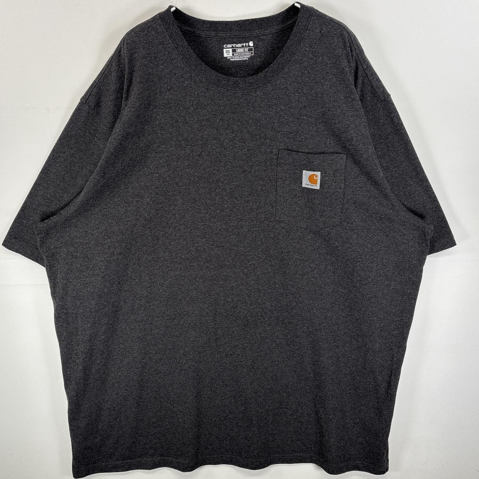 古着 カーハート Carhartt 半袖Tシャツ 胸ポケ ワンポイント ロゴ 混色生地 3XL  グレー系 無地 メンズ