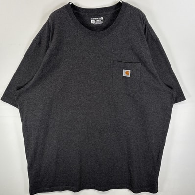 古着 カーハート Carhartt 半袖Tシャツ 胸ポケ ワンポイント ロゴ 混色生地 3XL グレー系 無地 メンズ
