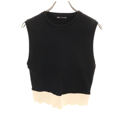 ZARA ザラ リブ ニットベスト L ブラック