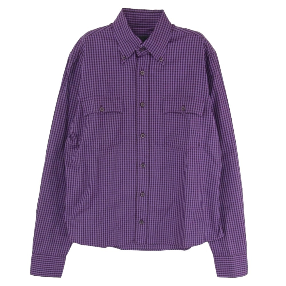 PRADA プラダ 長袖シャツ LAY000110 ギンガムチェック ボタンダウン シャツ パープル系 40【中古】