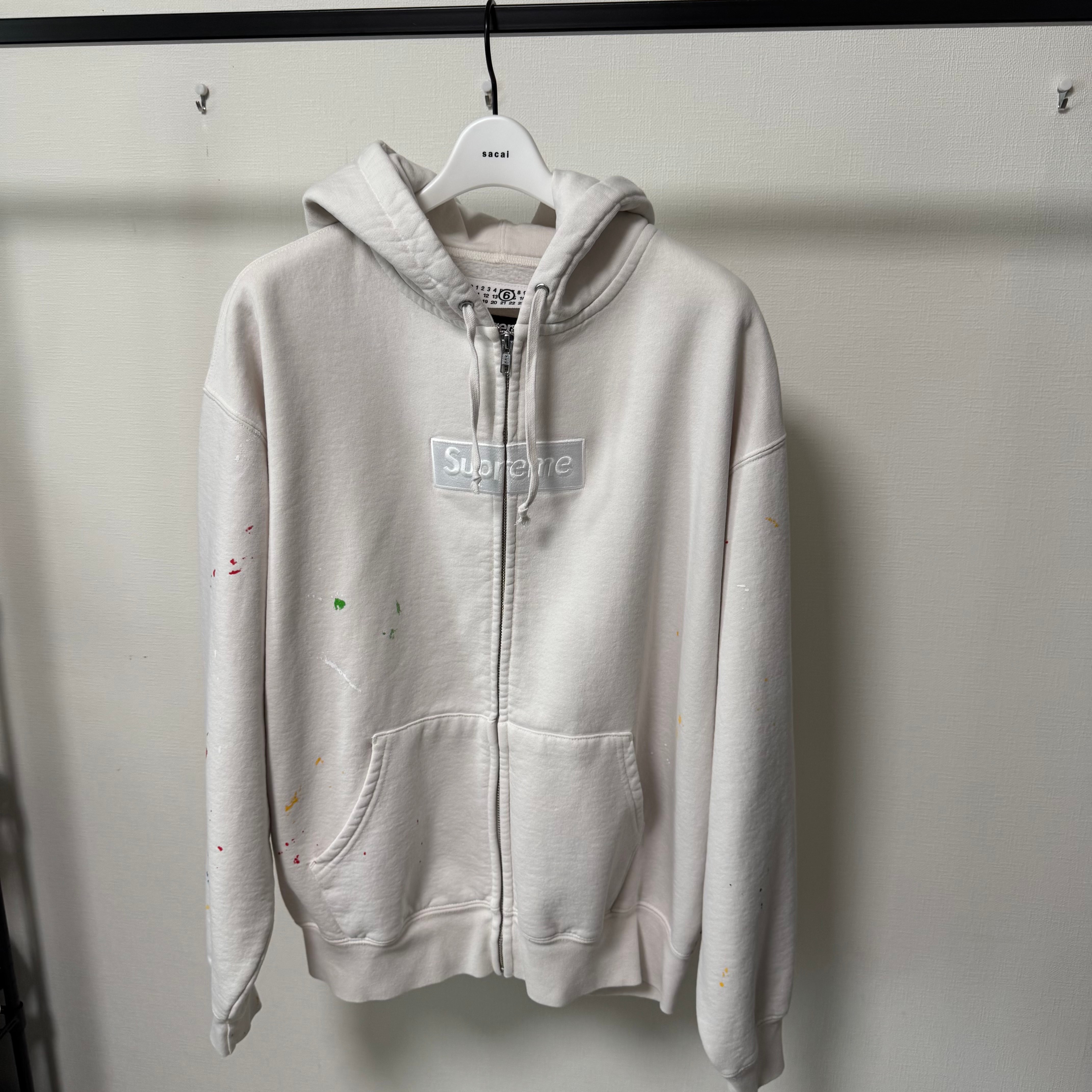 Supreme x MM6 Maison Margiela Box Logo Zip Up Hooded Sweatshirt "White"