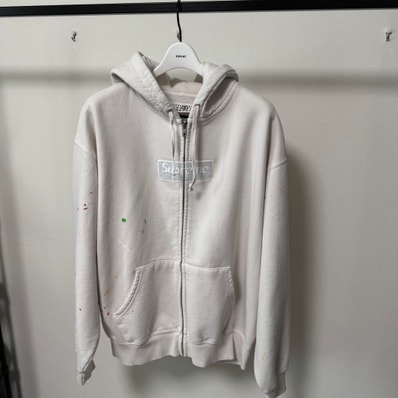 Supreme x MM6 Maison Margiela Box Logo Zip Up Hooded Sweatshirt "White"