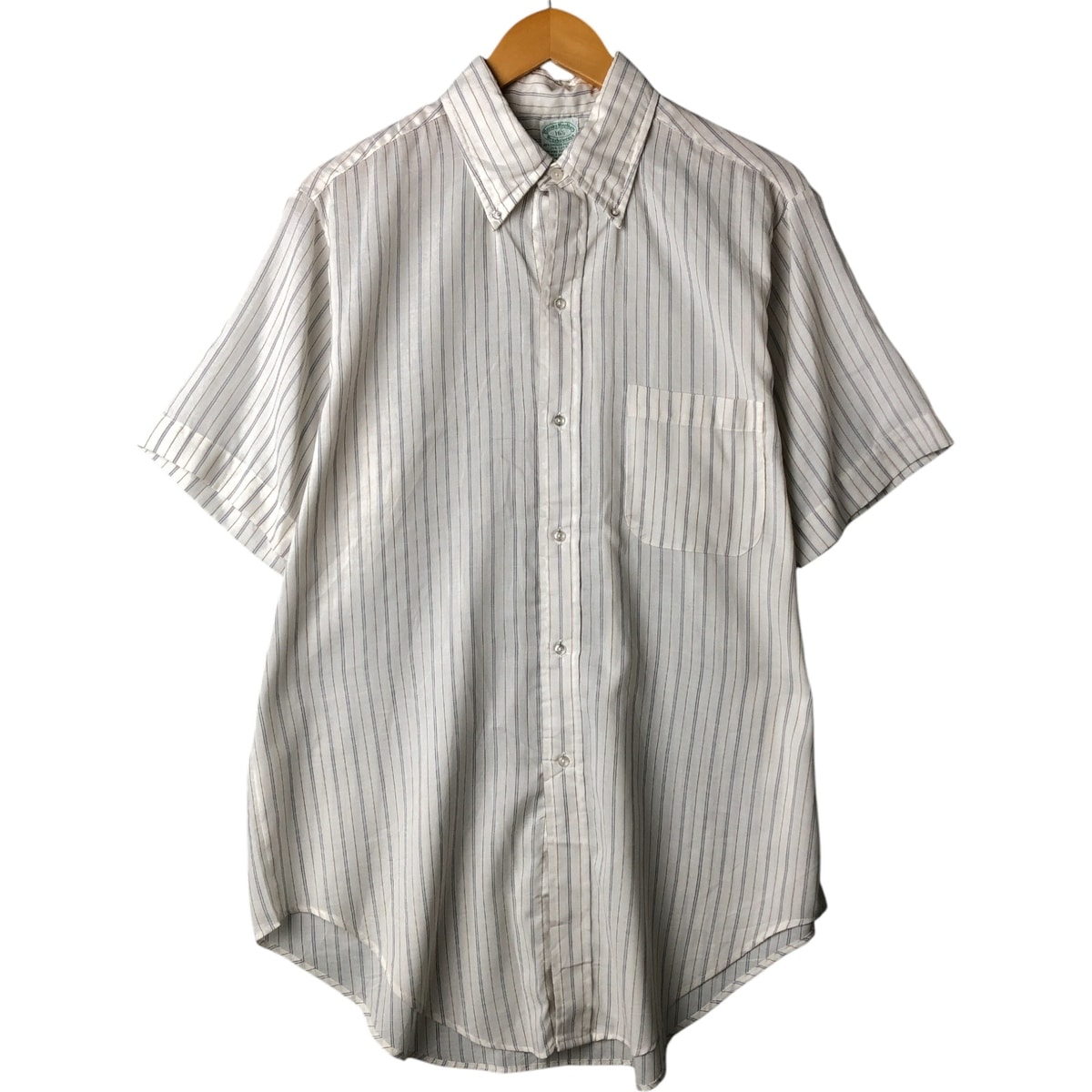 古着 ~70年代 ブルックスブラザーズ Brooks Brothers BROOKSWEANE 6ボタン 半袖 ボタンダウン ストライプシャツ メンズL相当 ヴィンテージ/evb007553
