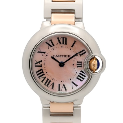 カルティエ CARTIER バロンブルー SM 腕時計 時計 K18PG(ピンクゴールド) ステンレススチール レディース ピンク系 ピンクシェル W6920034 【中古】