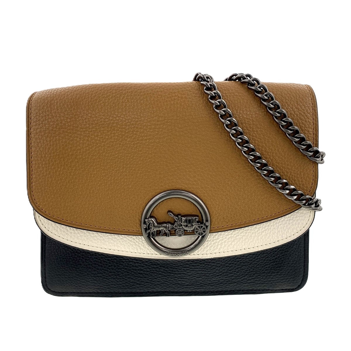 【値下げ】COACH コーチ ジェイドフラップ クロスボディバッグ ショルダーバッグ F80834 レザー ブラウン ブラック  レディース【中古】