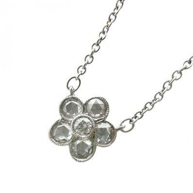 TIFFANY&Co. ティファニー ネックレス ガーデンフラワー ローズカット 花 ジュエリー アクセサリー Pt950プラチナ ダイヤモンド レディース 約2.6g【中古品】