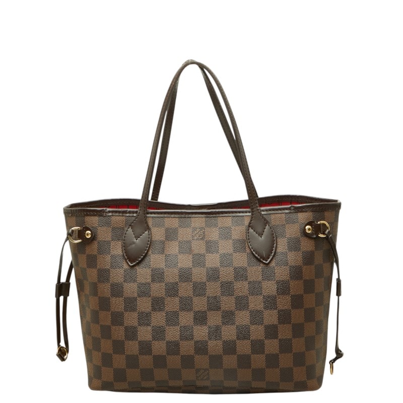 ルイ ヴィトン ダミエ エベヌ ネヴァーフルPM トートバッグ ハンドバッグ N40600 ブラウン PVC レザー レディース LOUIS VUITTON 中古