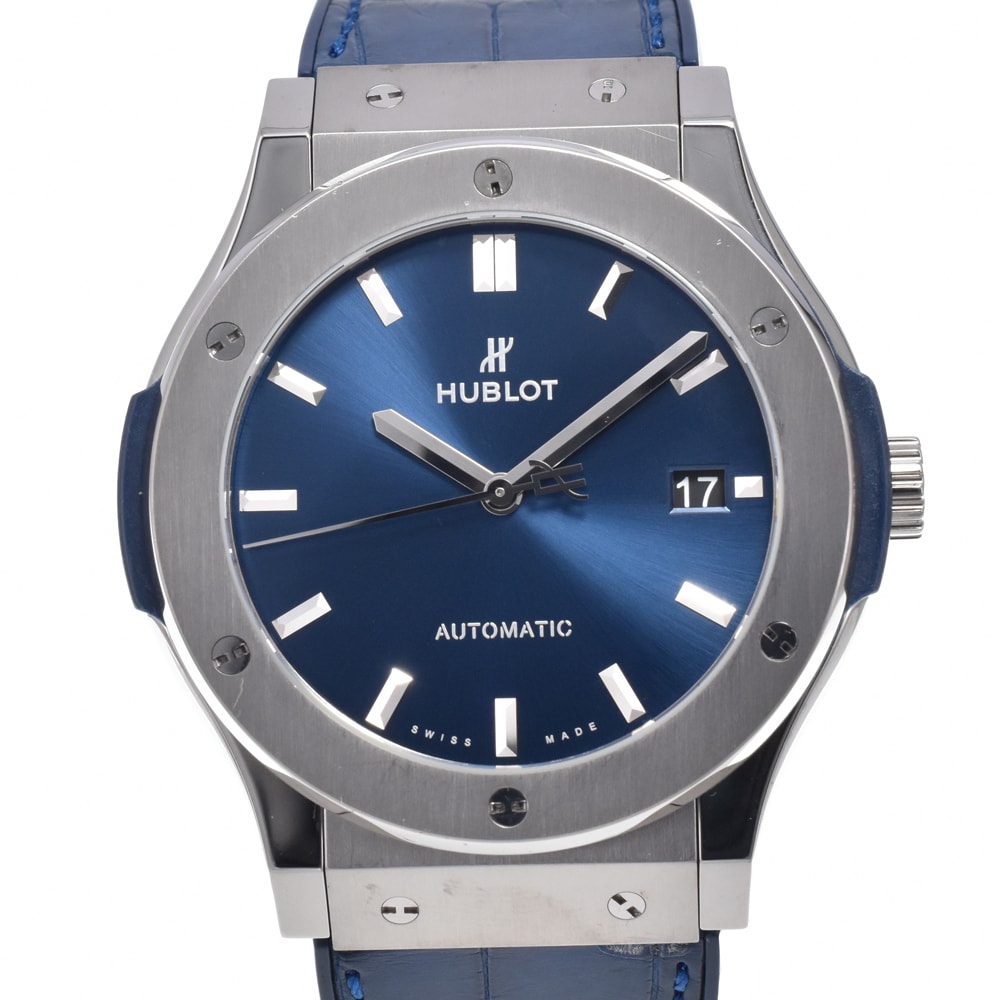 ウブロ HUBLOT 511.NX.7170.LR クラシックフュージョン ブルー 自動巻き メンズ 美品 箱・保証書付き 腕時計 O#150015
