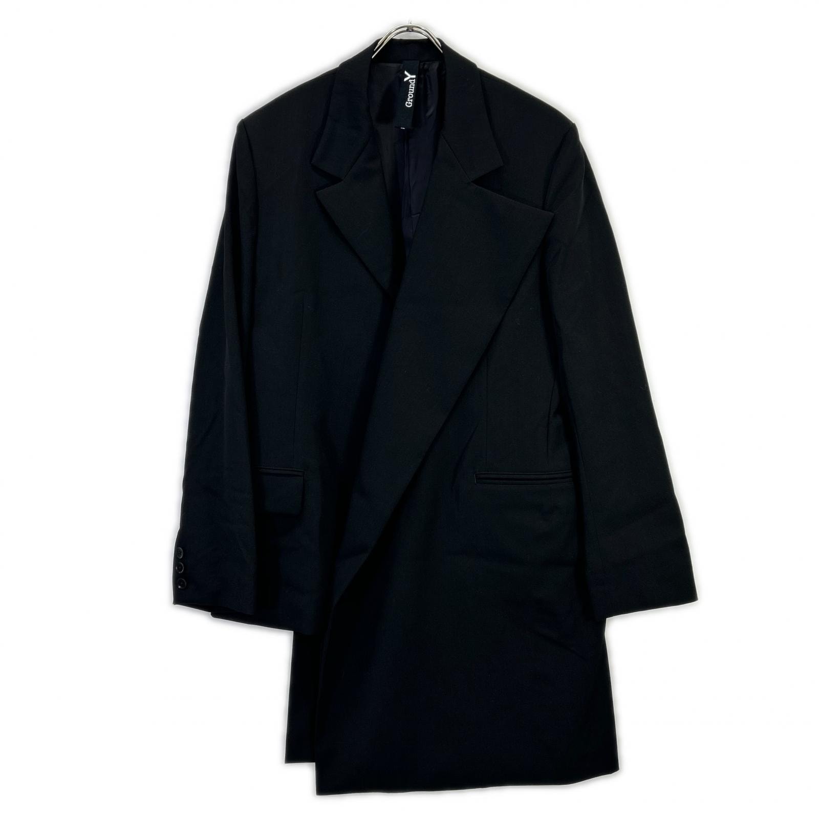 グラウンドワイ GPーJ01ー100 ブラック WOOL GABARDINE ASYMMETRICAL JACKET アシメントリージャケット 1