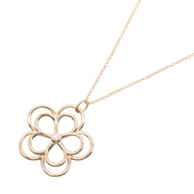 ティファニー TIFFANY&CO オープンフラワー 1PD ネックレス ネックレス ジュエリー K18PG(ピンクゴールド) ダイヤモンド レディース ゴールド系 / クリア系 【中古】