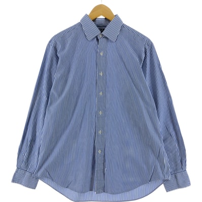 古着 ラルフローレン POLO by Ralph Lauren Curkam Fine Two-ply 100's ワイドカラー 長袖 コットンストライプシャツ メンズL相当/eaa525626