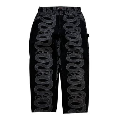 Supreme x HYSTERIC GLAMOUR Snake Double Knee Denim Painter Pant "Black"