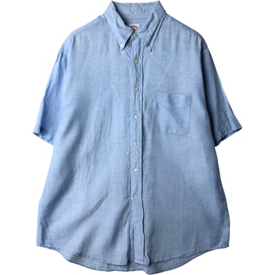 古着 ブルックスブラザーズ Brooks Brothers 半袖 リネン ボタンダウンシャツ メンズL相当/eaa641272