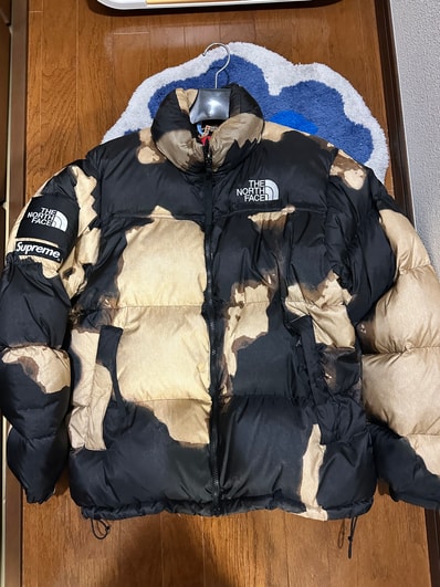 Supreme x The North Face Bleached Denim Print Nuptse Jacket "Black"