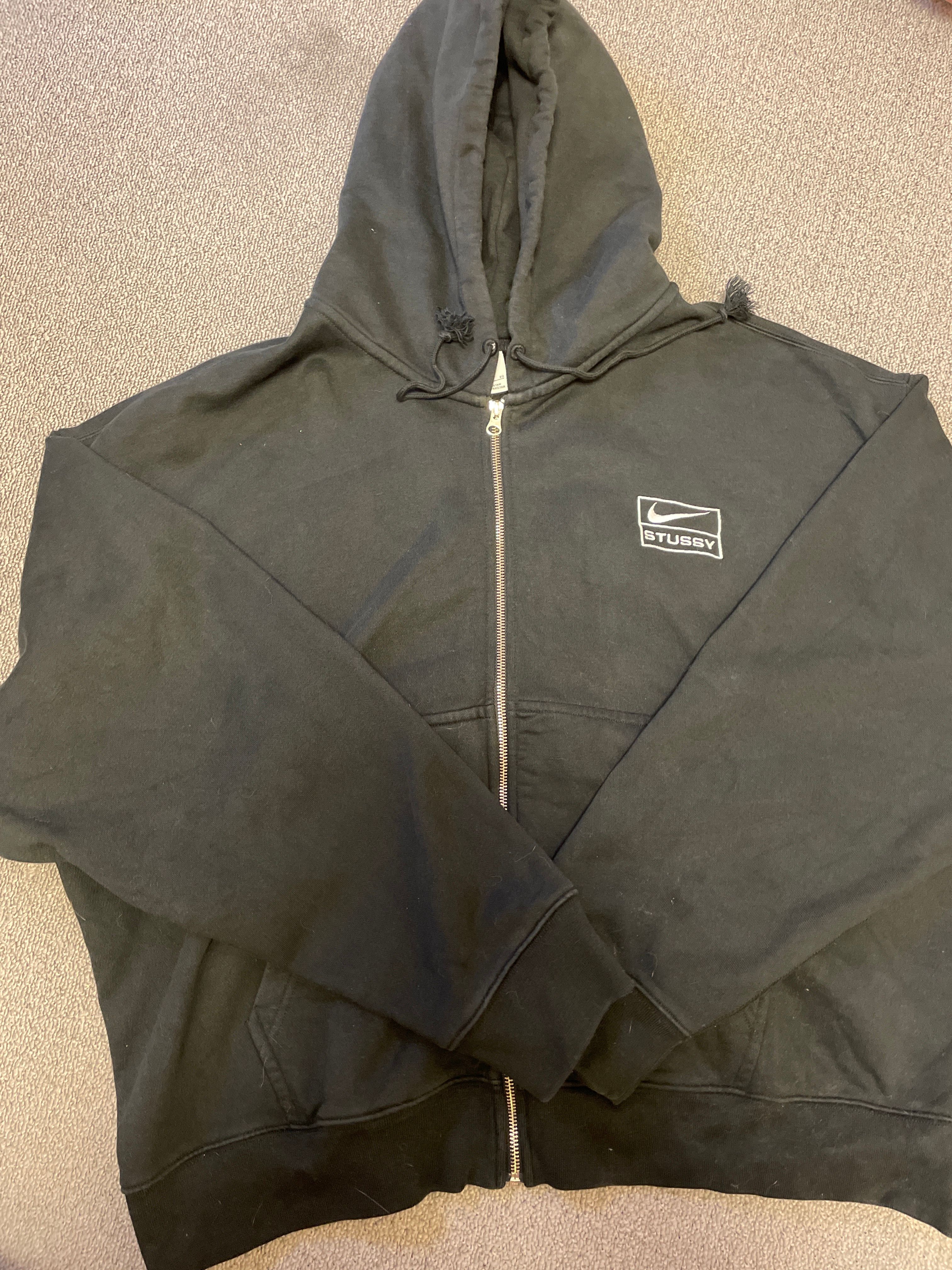 Stussy x Nike Stone Washed Fleece Zip Hoodie "Black" (US Size) FJ9175-010