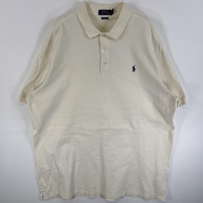 古着 ポロ・ラルフローレン POLO RALPH LAUREN 鹿の子 半袖 ポロシャツ ワンポイント ロゴ 刺繍 大きいサイズ XL ホワイト 無地 メンズ