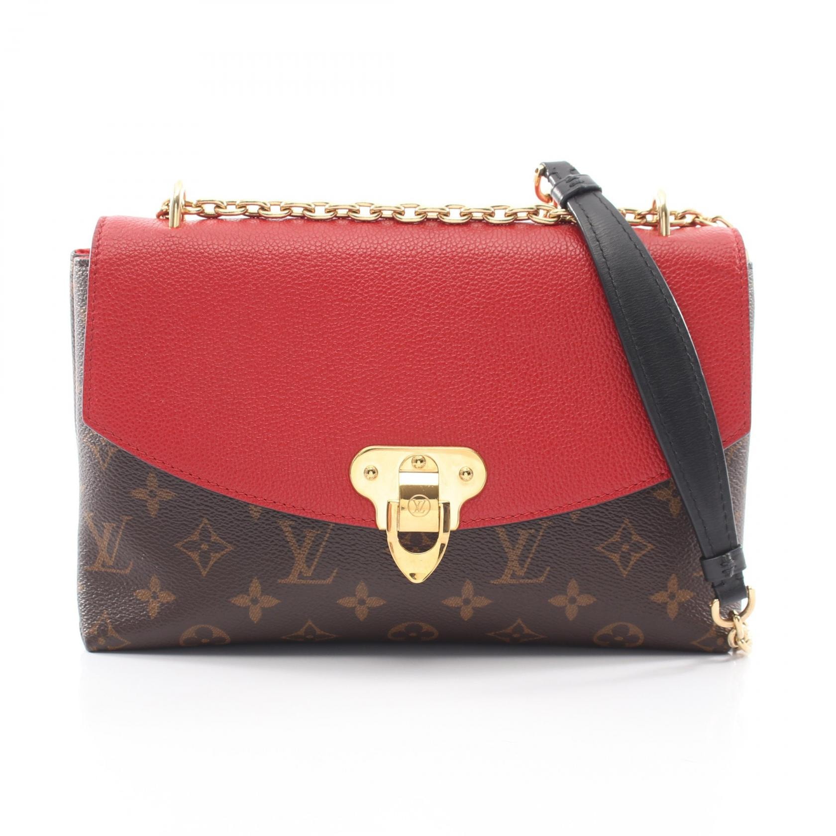 ルイ・ヴィトン LOUIS VUITTON サン プラシード ショルダーバッグ バッグ PVCコーティングキャンバス レザー モノグラム スリーズ レディース ブラウン系 / レッド系 M43713 【中古】
