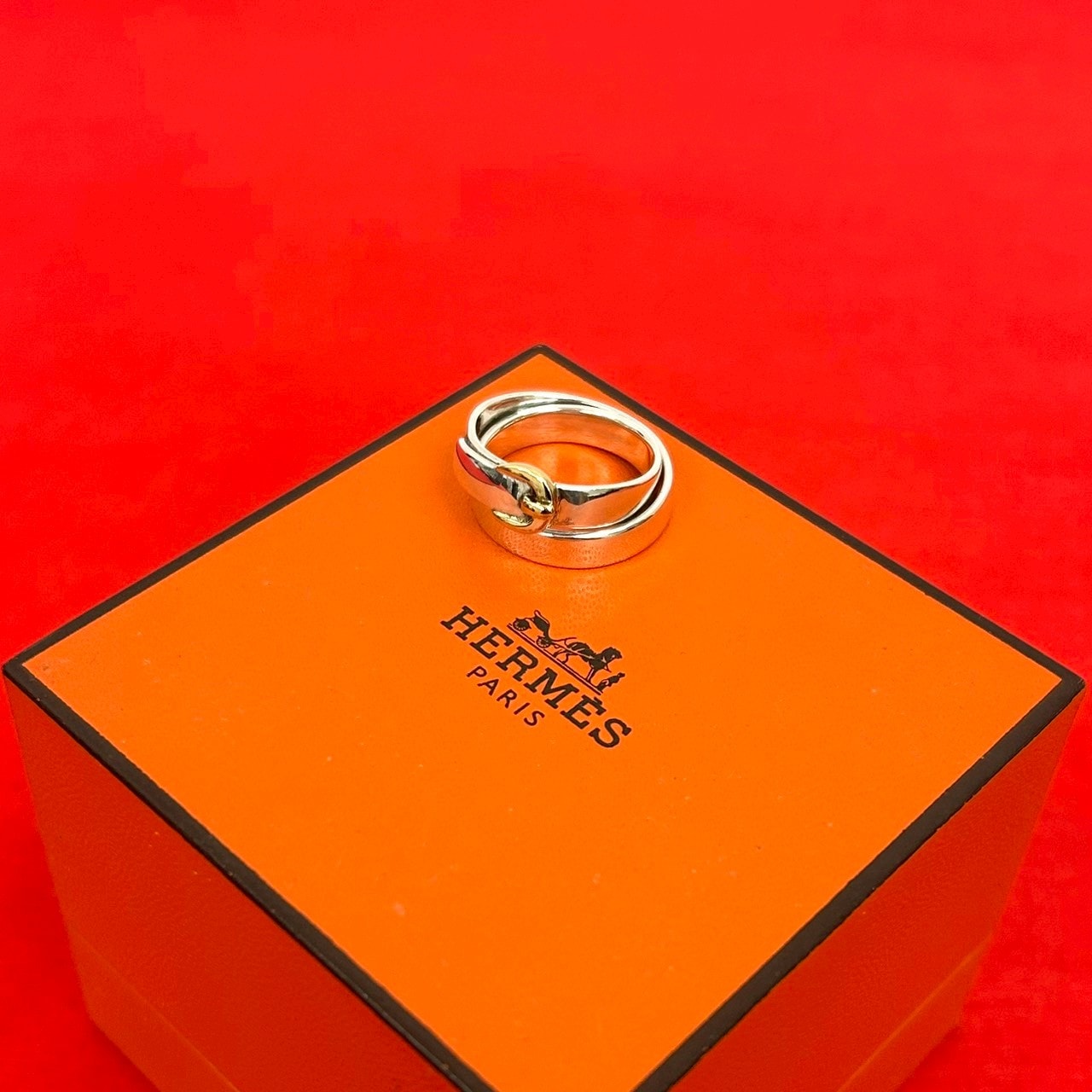 HERMES エルメス ダブル トゥルー リング シルバー925 K18ゴールド リング・指輪 8号 シルバー
 70579