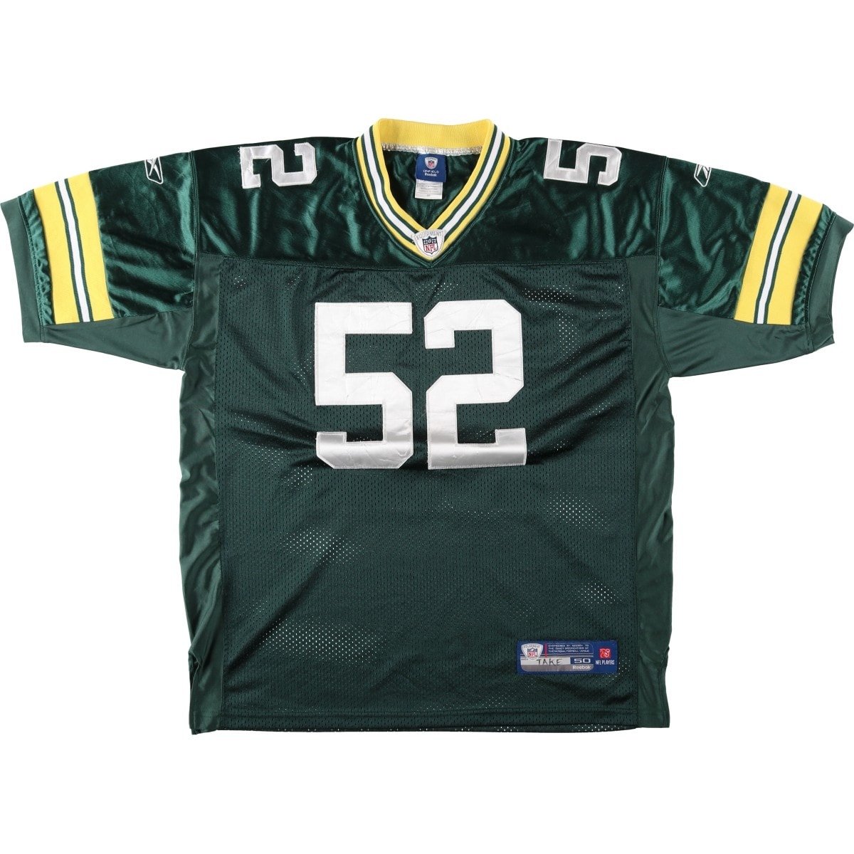 古着 リーボック Reebok NFL GREEN BAY PACKERS グリーンベイパッカーズ Vネック メッシュ ゲームシャツ フットボールシャツ メンズXXL相当/eaa662662
