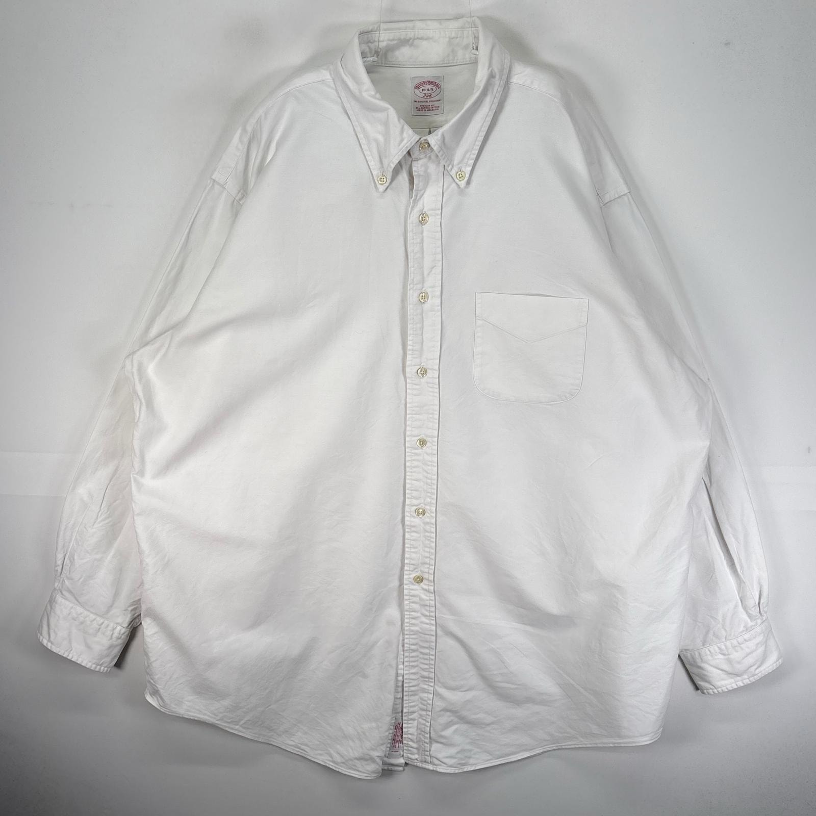 古着 ブルックスブラザーズ Brooks Brothers 長袖シャツ ボタンダウン 346 胸ポケット 2XL  ホワイト系 無地 メンズ
