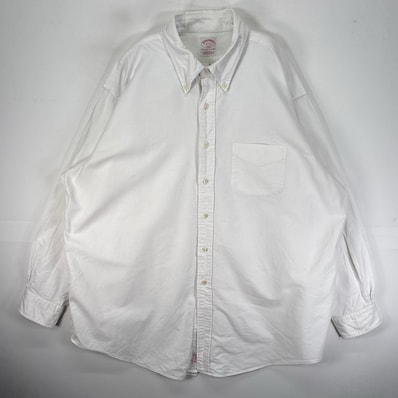古着 ブルックスブラザーズ Brooks Brothers 長袖シャツ ボタンダウン 346 胸ポケット 2XL ホワイト系 無地 メンズ