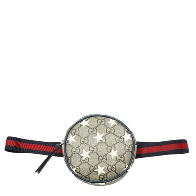 グッチ GGスプリーム スター 星 ウエストバッグ ウエストポーチ 502330 ベージュ ネイビー PVC レザー レディース GUCCI 【中古】