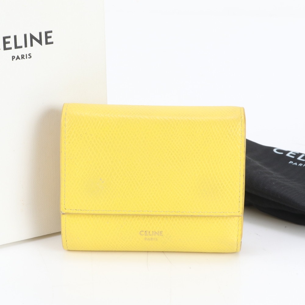 ■美品 セリーヌ スモールトリフォールド イエロー三つ折り 財布