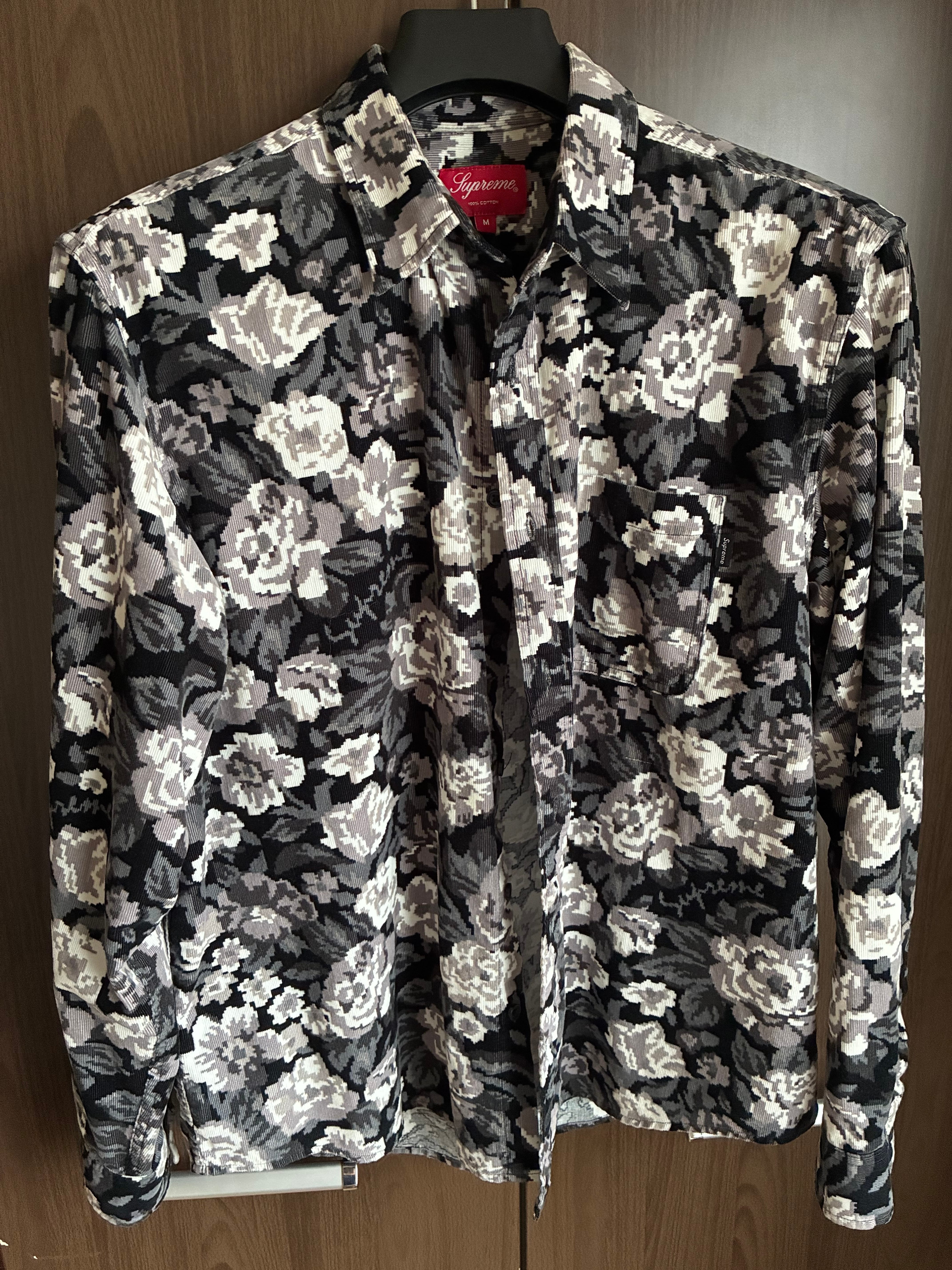 Supreme Digi Floral Corduroy Shirt "Black"