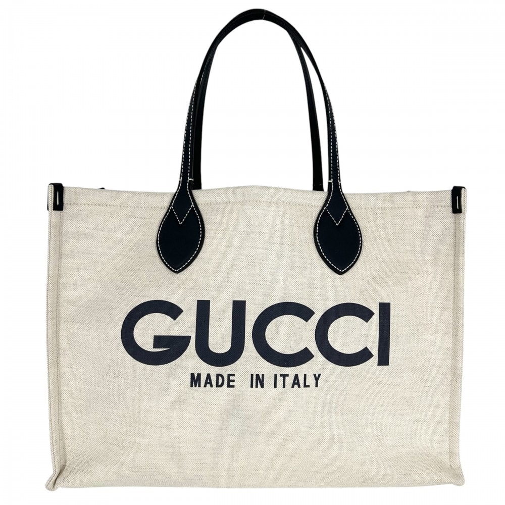 GUCCI グッチ トートバッグ ロゴ ハンドバッグ 肩掛け かばん 鞄 772176 GGスプリームキャンバス ベージュ ネイビー 紺 シルバー金具 レディース 美品【中古品】