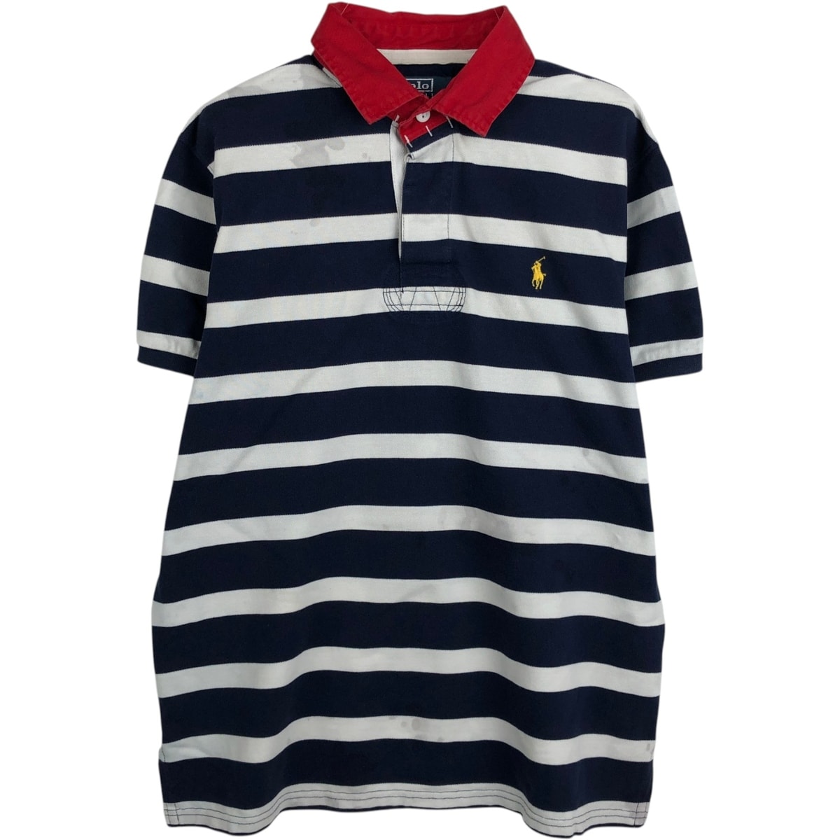 古着 ラルフローレン Ralph Lauren POLO by Ralph Lauren CUSTOM FIT ボーダー柄 半袖 ラガーシャツ メンズL相当/eaa619286