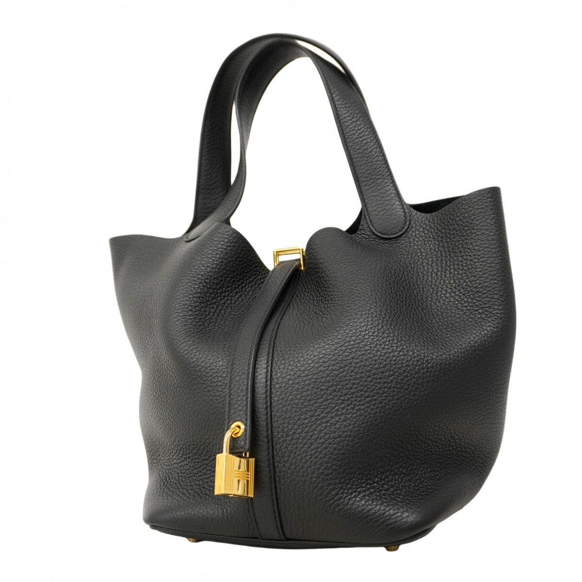 【6ca0734】エルメス ハンドバッグ ピコタンロックMM トリヨンクレマンス ブラック ゴールド金具 W刻印【中古】レディース