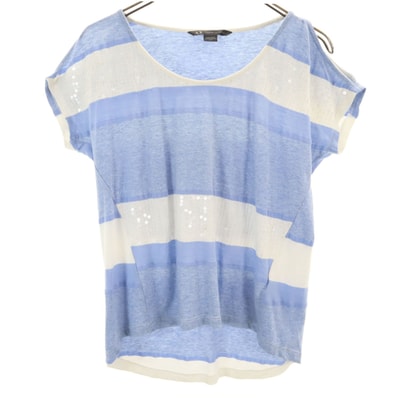 ARMANI EXCHANGE アルマーニエクスチェンジ ボーダー柄 フレンチスリーブ カットソー XS ブルー系