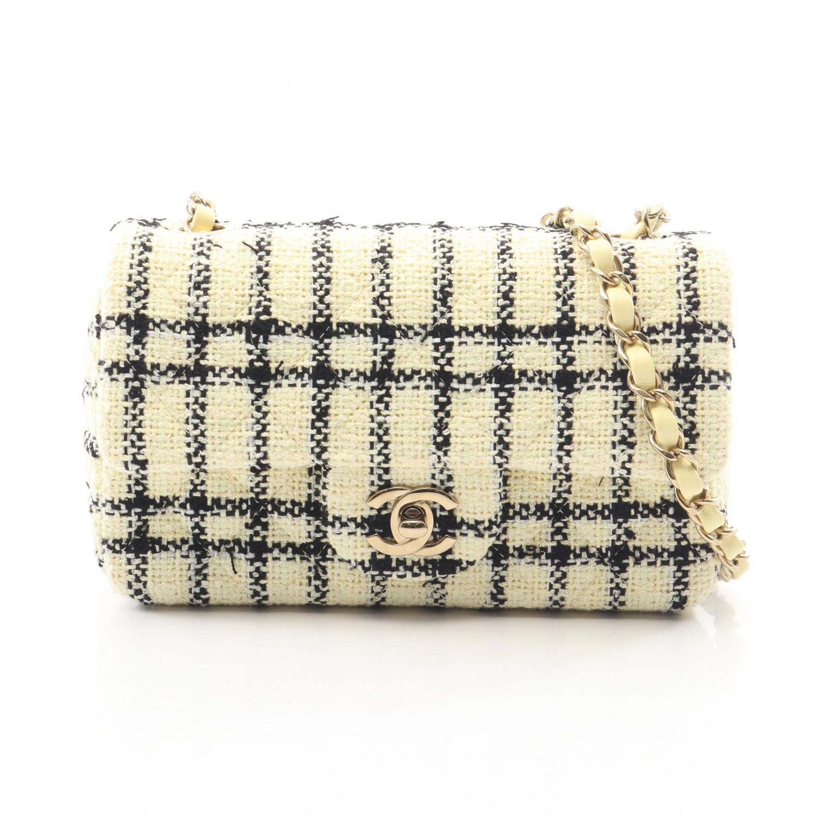 シャネル CHANEL ミニマトラッセ20 ショルダーバッグ バッグ ファブリック レディース アイボリー系 / ブラック系 【中古】