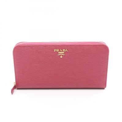 プラダ PRADA VITELLO MOVE ラウンド長財布 財布 サフィアーノレザー レディース ピンク系 1M0506 【中古】